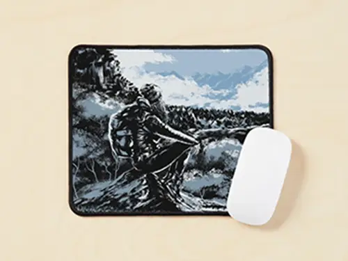 Wanderin in Blau Produkt Mauspad